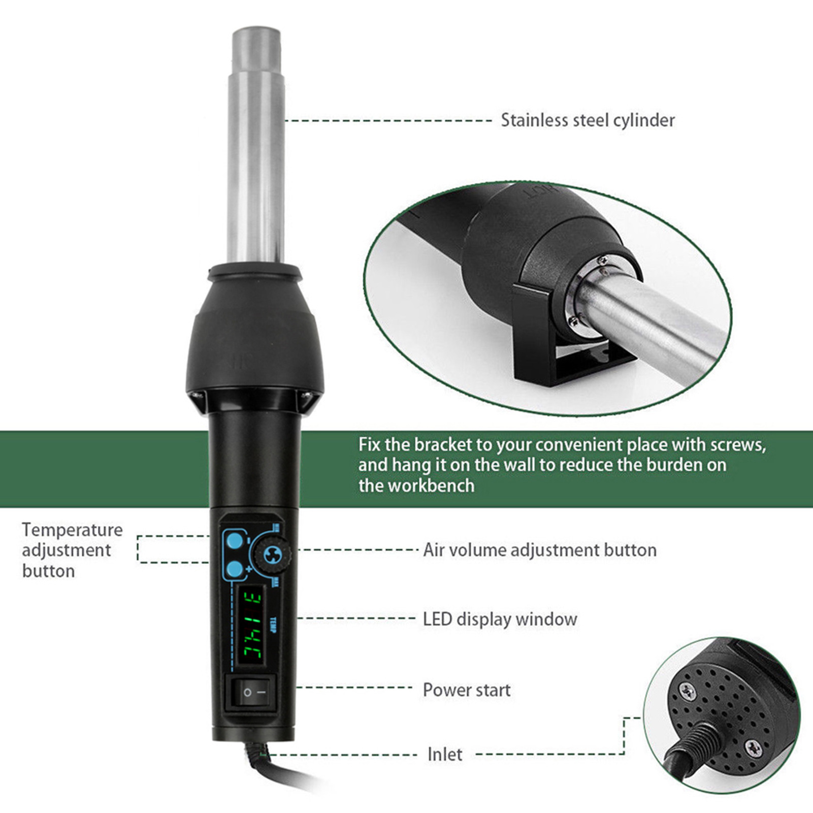 8858-I / 650W LED digitaal dis - Heat Gun Small recensie en prijs